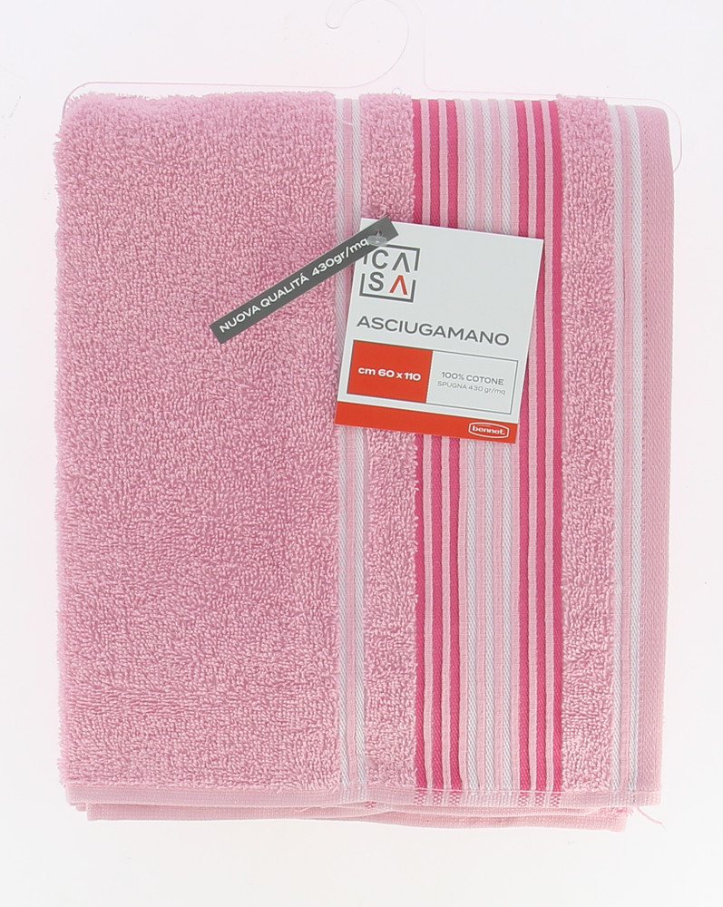 Asciugamano Spugna Bordo Jacquard Cm60x110 Rosa Casa - Foto 1
