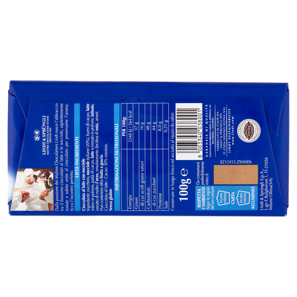 Tavoletta Di Cioccolato Gamme Bleue Al Latte Con Nocciole Lindt - Foto 3