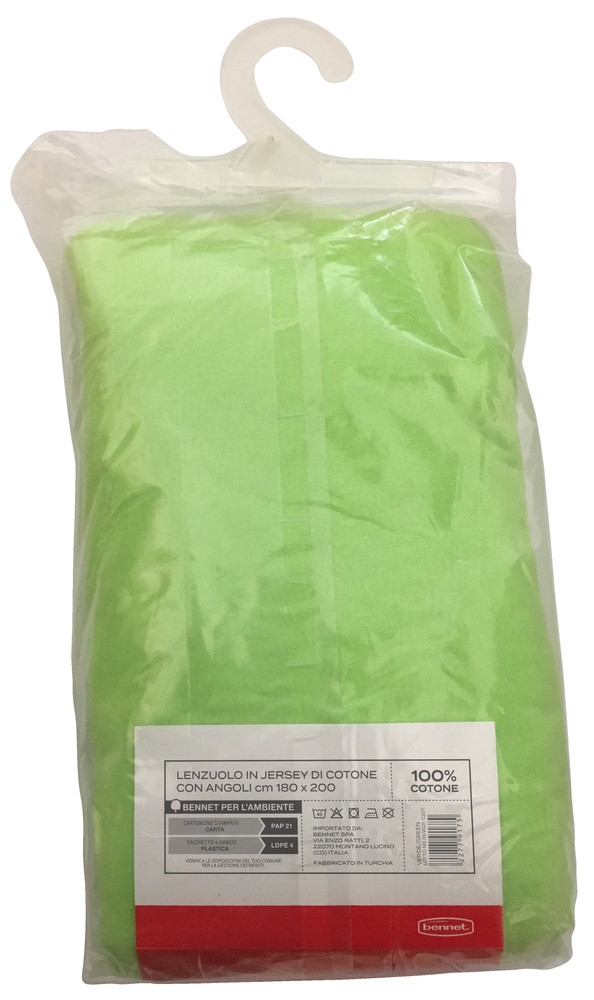 Lenzuolo Jersey Angoli Tinta Unita 2piazze Cm180x200 Verde Casa - Foto 2