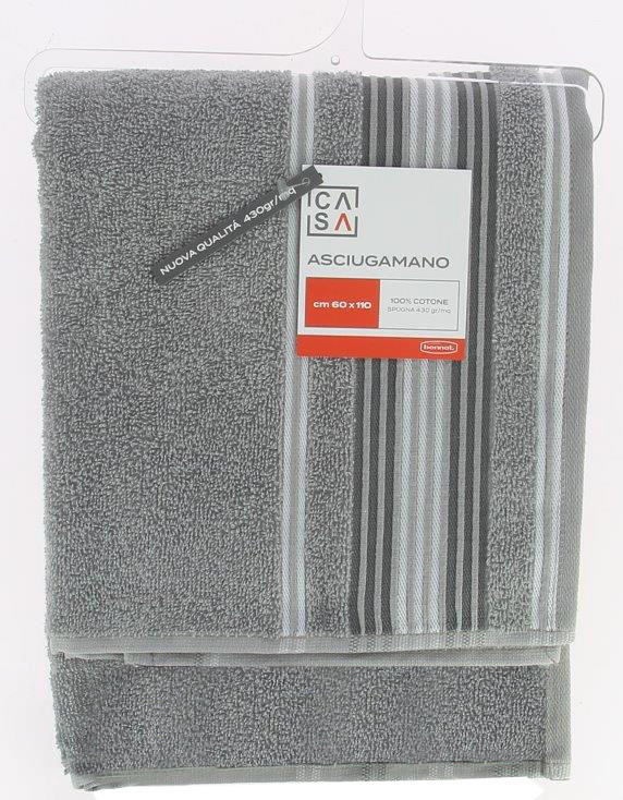 Asciugamano Spugna Bordo Jacquard Cm60x110 Grigio Chiaro Casa - Foto 1
