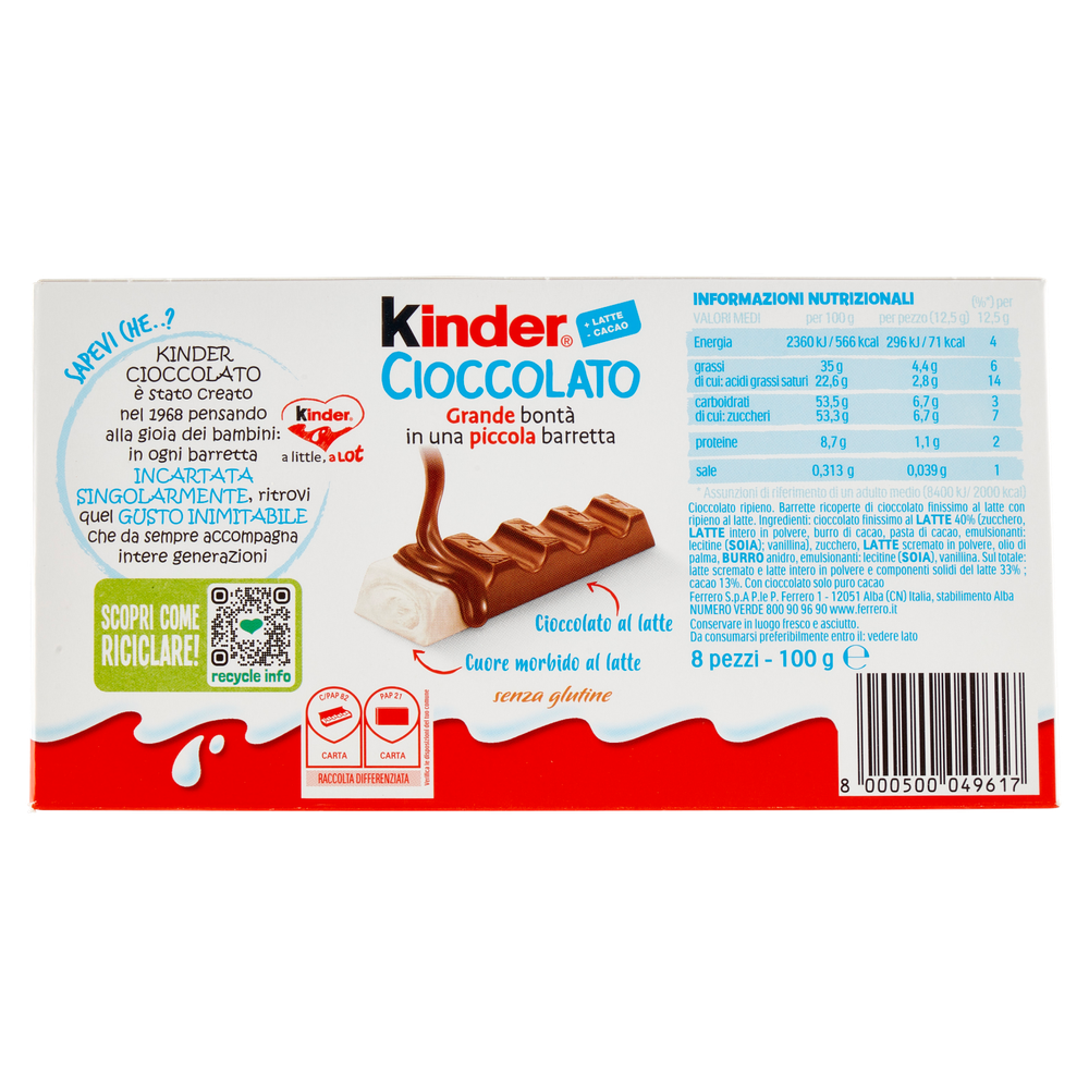 Barrette Kinder Cioccolato Al Latte 8x12,5g Kinder - Foto 3