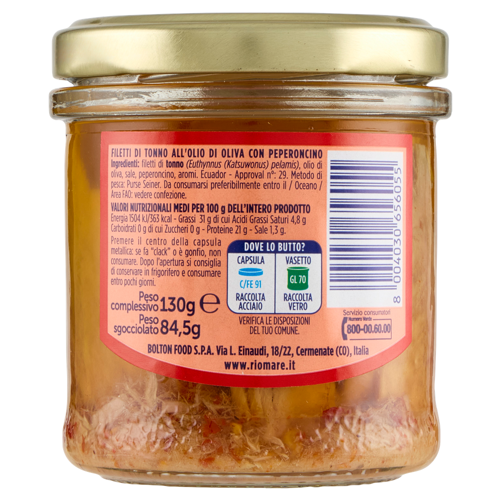 Filetti Di Tonno All'olio Di Oliva Con Peperoncino Rio Mare - Foto 3