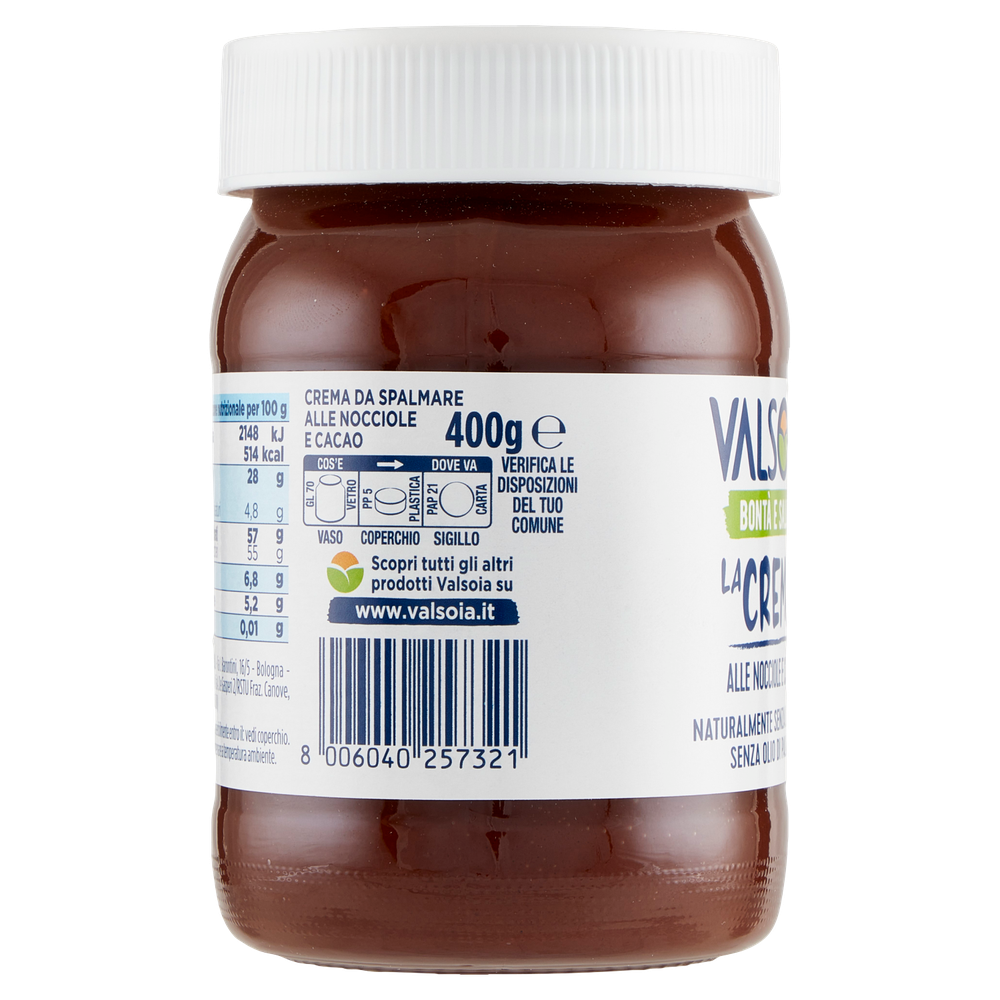 Crema Spalmabile 100% Vegetale Con Nocciole E Cacao Valsoia - Foto 2