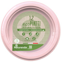 Piatto Usa & getta In Polpa Di Cellulosa Rosa Cm . 18 Naturanda , conf . da Pz . Piatto Usa & getta In Polpa Di Cellulosa Rosa Cm . 18 Naturanda , conf . da Pz .