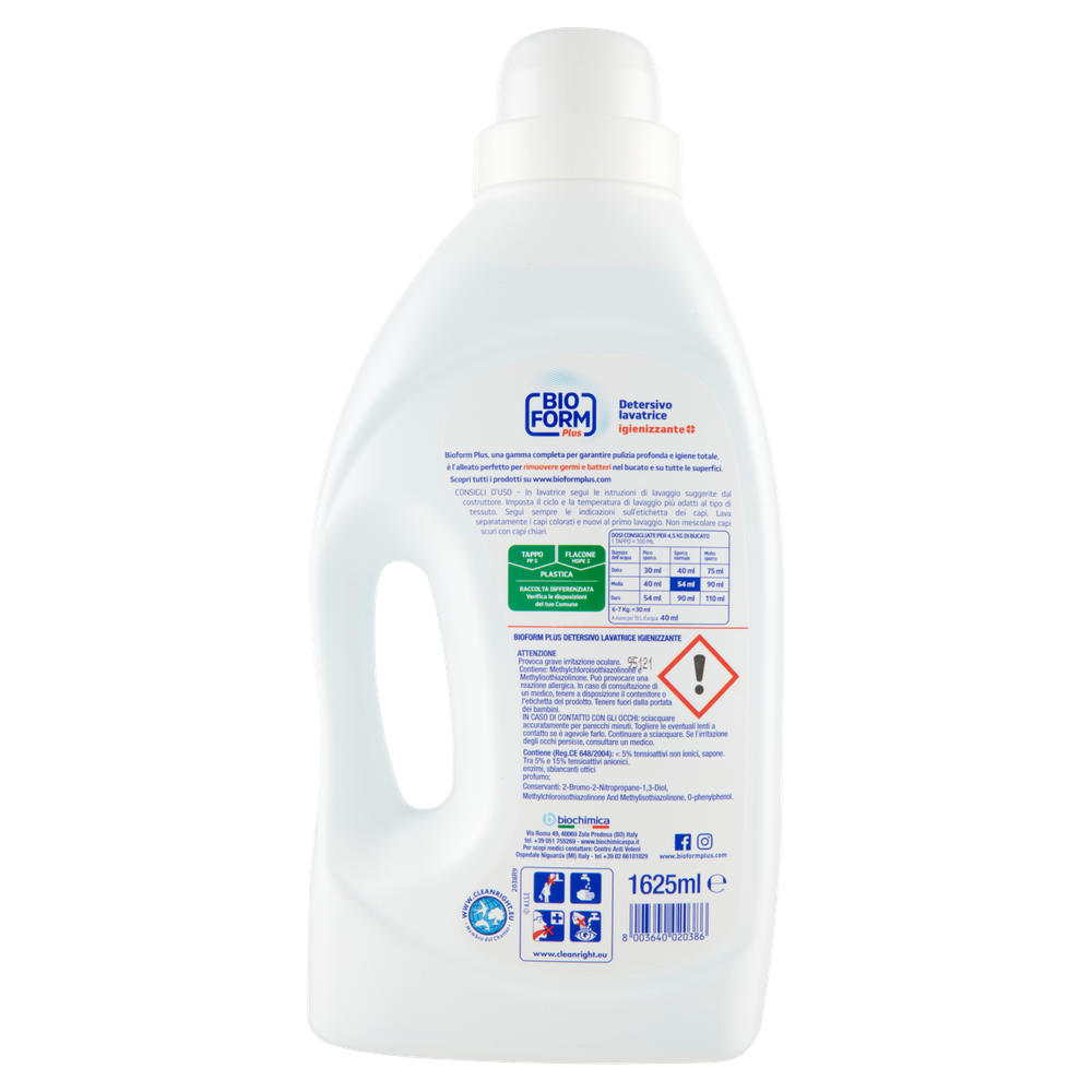 Detersivo Liquido Per Lavatrice Con Igienizzante Bioform Plus 30 Lavag