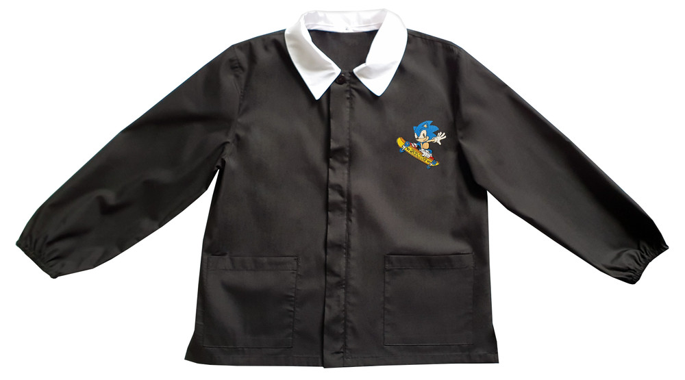 Casacca Scuola Bambino Con Cerniera 7 Anni Nero Ricamo Sonic - Foto 1