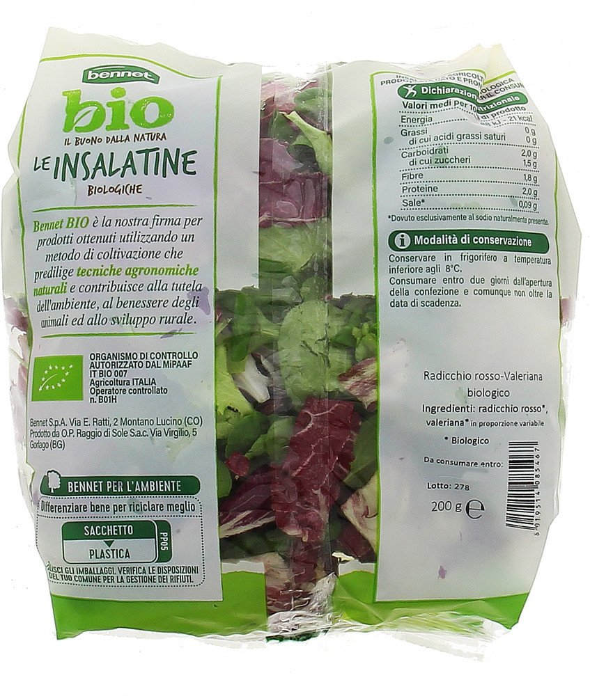 Radicchio Rosso E Valeriana Le Insalatine In Busta Bennet Bio - Foto 2