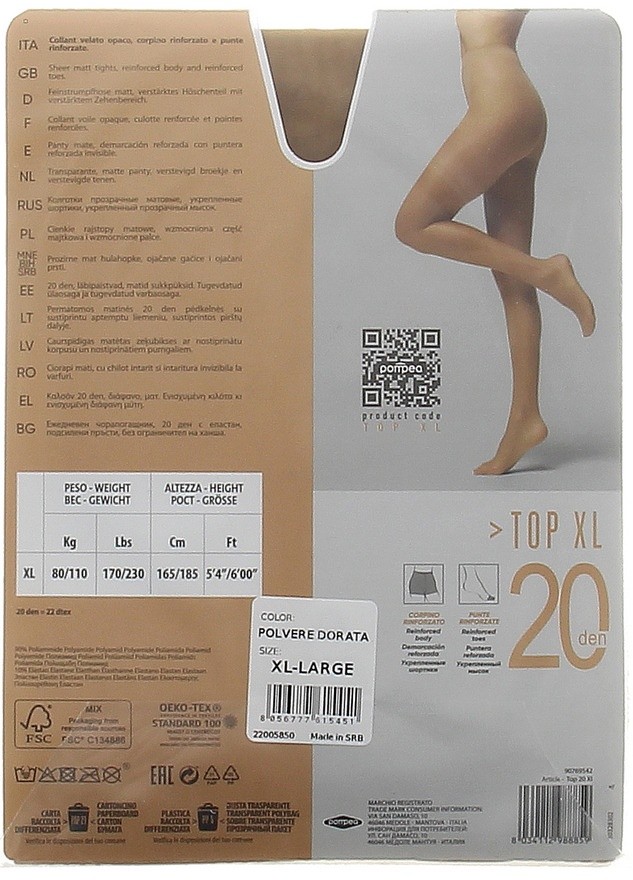 Top 20 Collant Tg XL Polvere Dorata 20 Denari Pompea - Foto 2