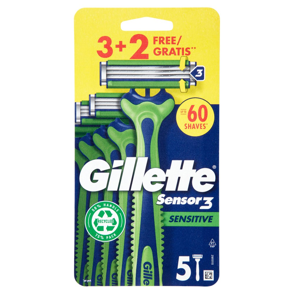 Lamette Da Uomo Usa E Getta Sensor3 Sensitive Gillette 3+2 Pezzi - Foto 1