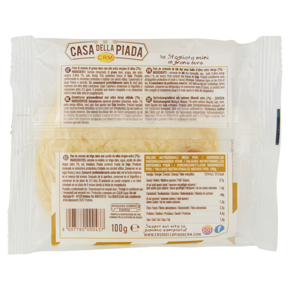 4 Mini Piadine Alla Semola Di Grano Duro Casa Della Piada - Foto 3