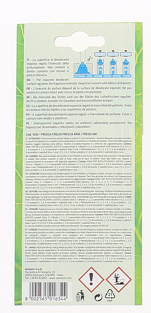 Profumatore Auto Fresca Foglia Air Fresh Arexons - Foto 2