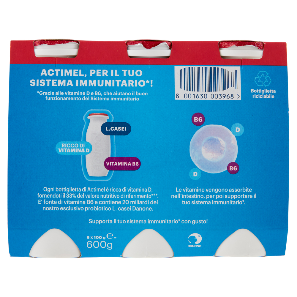 Yogurt Da Bere Ricco Di Vitamine Alla Fragola 6x100ml Actimel - Foto 3