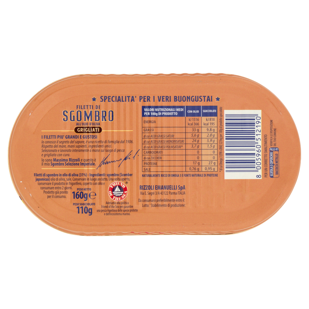 Filetti Di Sgombro Grigliati All'olio D'oliva Selezione Imperiale Rizzoli - Foto 3