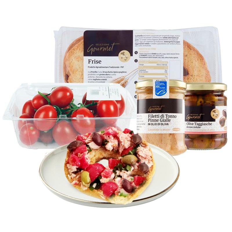 Frisella con Pomodoro, Filetto Tonno e Olive Taggiasche - Foto 1
