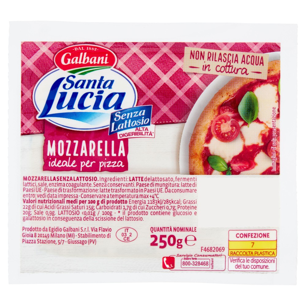 Mozzarella Per Pizza Senza Lattosio Santa Lucia - Foto 1