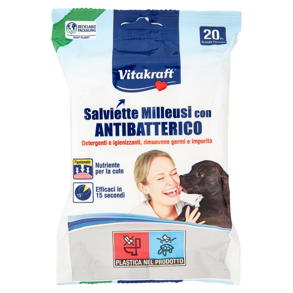 Salvietta Milleusi Vitakraft Con Antibatterico Conf. Da 20 - Foto 1