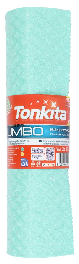 Panno Spugna A Strappo Jumbo Roll Pz.12 Colori Assortiti Tonkita - Foto 1