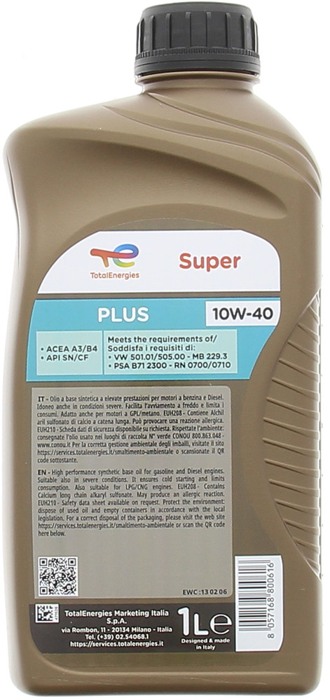 Olio Lubrificante Per Auto 10w40 1l Total Super Plus - Foto 2