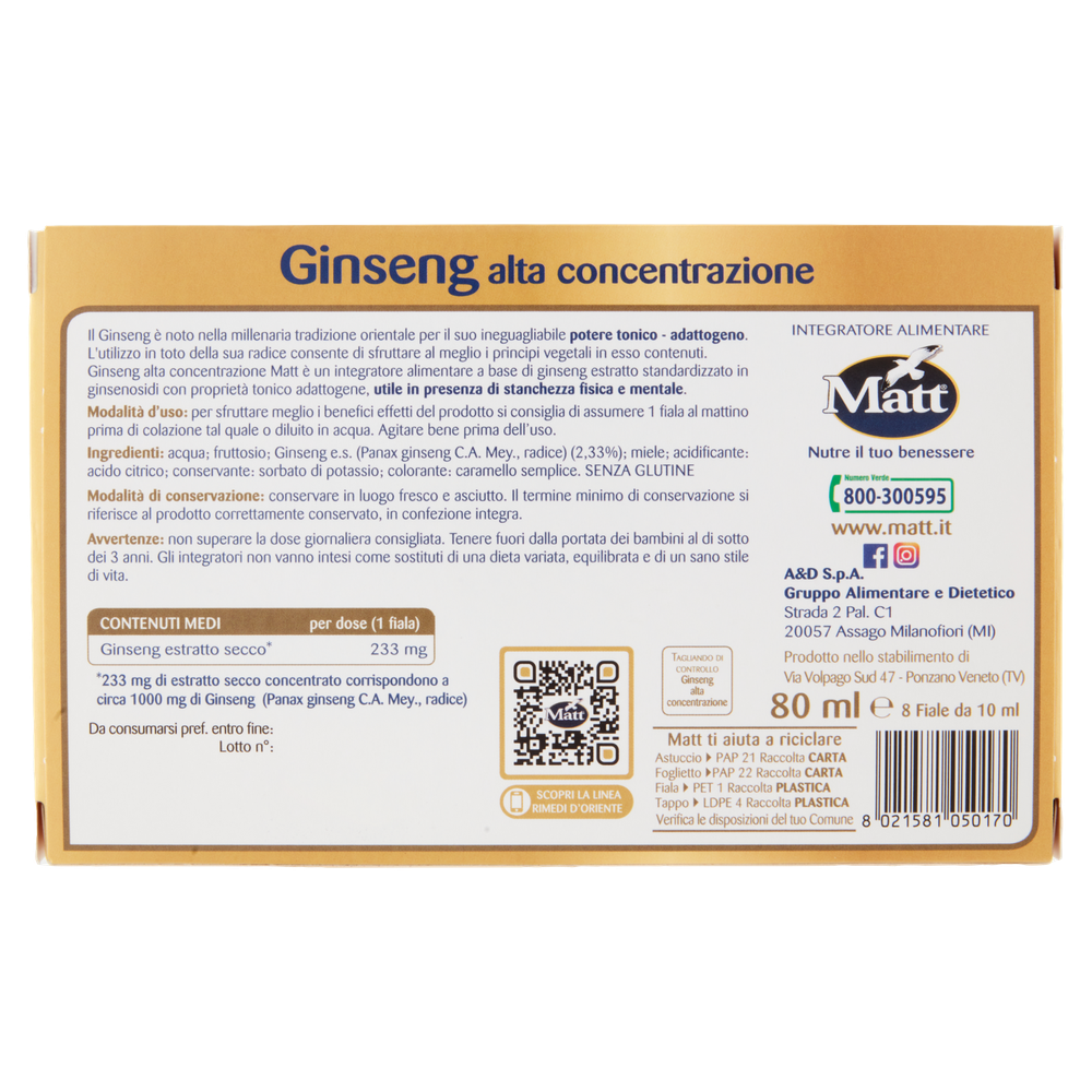Ginseng Alta Concentrazione Matt 8 Fiale - Foto 3
