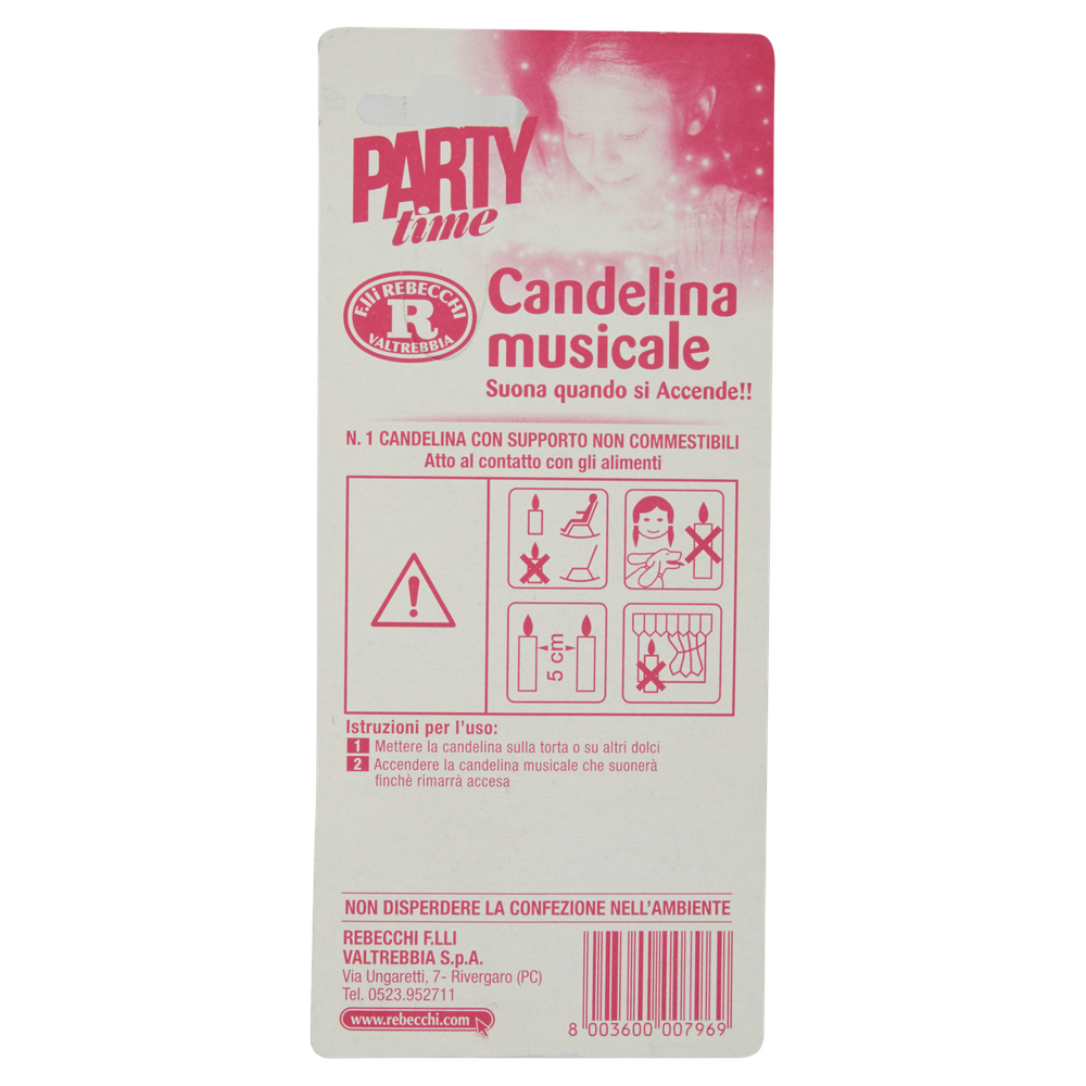 Candelina Musicale Rosa Party Time F.Lli Rebecchi Valtrebbia - Foto 3