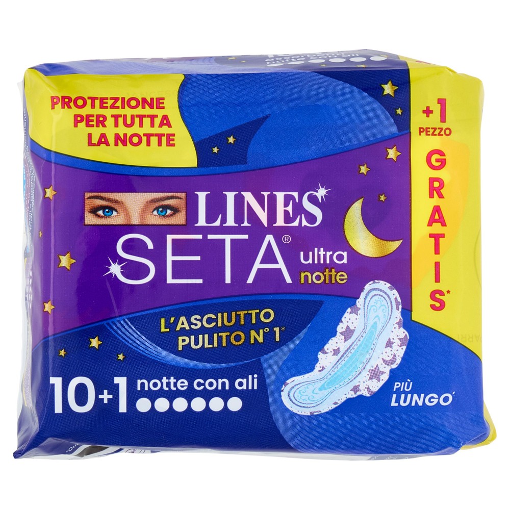 10+1 Assorbenti Ultra Notte Con Ali Lines Seta - Foto 1
